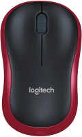 Мышь беспроводная Logitech M186 черный/красный, 1000 dpi, радиоканал, USB, кнопки - 3 [910-004133]