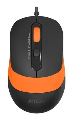 Мышь проводная A4Tech черный/оранжевый, 1600 dpi, USB, кнопки - 4 [FM10 ORANGE]