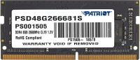 Оперативная память Patriot 8GB DDR4 2666MHz SO-DIMM PC21300 PSD48G266681S [PSD48G266681S]
