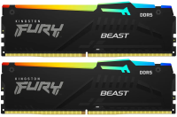 Оперативная память Kingston 64Gb DDR5 5600 (2x32GB) DIMM RGB KF556C36BBEAK2-64 Fury Beast RTL Gaming PC5-44800 CL36 с радиатором Ret [KF556C36BBEAK2-64]