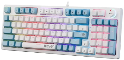 Клавиатура Defender Hawk GK-418 (45421) проводная, USB, белый + голубой [45421]