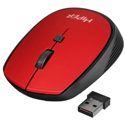 Мышь беспроводная HIPER HOMW-082 красный, 1600 dpi, радиоканал, USB, кнопки - 4 [HOMW-082]