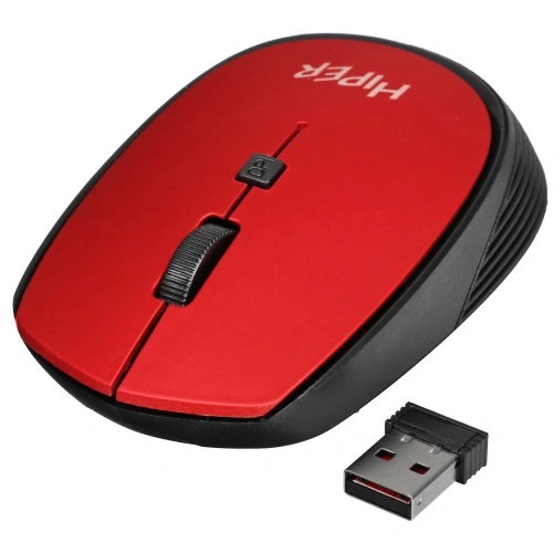 Мышь беспроводная HIPER HOMW-082 красный, 1600 dpi, радиоканал, USB, кнопки - 4 [HOMW-082]