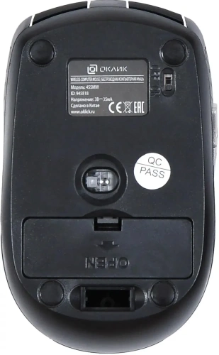 Мышь беспроводная Oklick 455MW черный, 1600 dpi, радиоканал, USB, кнопки - 6 [455MW черный]