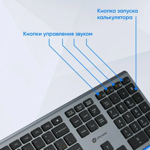 Клавиатура Oklick 890S проводная, USB, серый/черный [1784239]