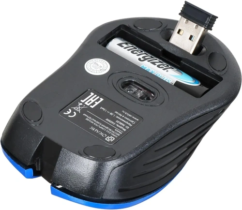 Мышь беспроводная Oklick 545MW черный/синий, 1600 dpi, радиоканал, USB, кнопки - 4 [545MW черный/синий]