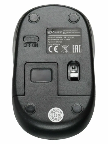 Мышь беспроводная Oklick 665MW черный, 1000 dpi, радиоканал, USB, кнопки - 3 [665MW черный]