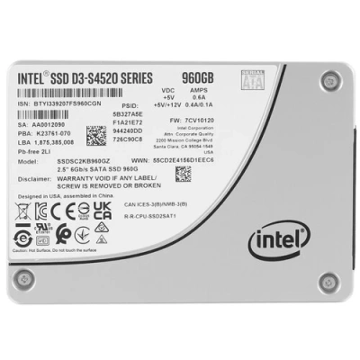Накопитель SSD Intel D3-S4520 960 Gb, SATA III, 2.5&quot;, R/W 550/510 [SSDSC2KB960GZ01]