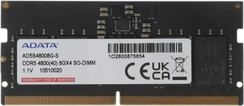 Оперативная память ADATA 8GB DDR5 4800 SO-DIMM 1x8 ГБ (AD5S48008G-S) [AD5S48008G-S]