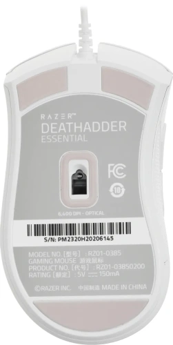 Мышь проводная Razer DeathAdder Essential белый, 6400 dpi, USB, кнопки - 5 [RZ01-03850200-R3C1/RZ01-03850200-R3M1]