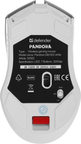 Мышь беспроводная Defender Pandora GM-502 белый, 3200 dpi, кнопки - 7 [52502]