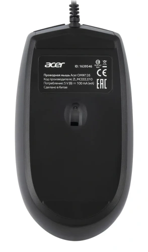 Мышь проводная Acer OMW126 черный, 1200 dpi, USB, кнопки - 3 [ZL.MCEEE.010]