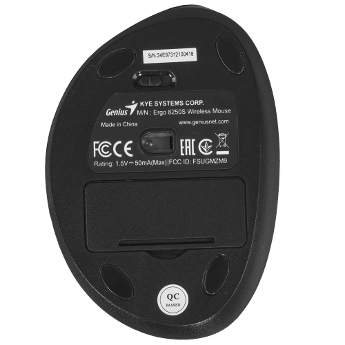 Мышь беспроводная Ergo 8250S черная (Champagne +Black), вертикальная [31030031400]