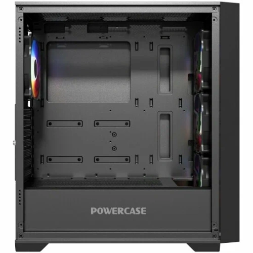 Компьютерный корпус Powercase ByteFlow Black, Tempered Glass, 4x 120mm ARGB fans, ARGB HUB, чёрный, ATX  [CBFB-A4]