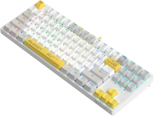 Клавиатура A4Tech Bloody S87 Energy проводная USB белый/жёлтый [S87 USB  ENERGY WHITE]