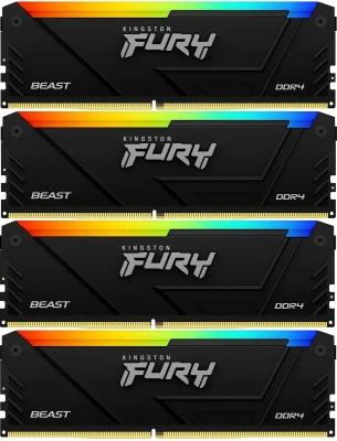 Оперативная память Kingston DDR4 4x8GB 3600MHz KF436C17BB2AK4/32 Fury Beast RGB RTL Gaming PC4-28800 CL17 DIMM 288-pin 1.35В kit single rank с радиатором Ret [KF436C17BB2AK4/32]