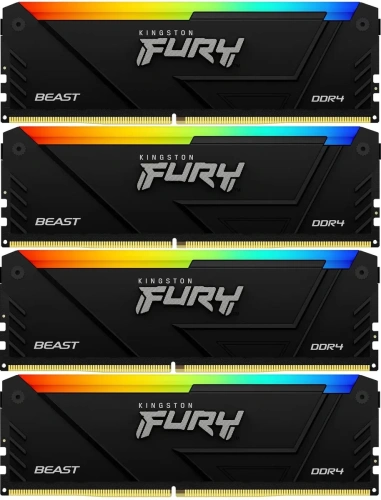 Оперативная память Kingston DDR4 4x8GB 3600MHz KF436C17BB2AK4/32 Fury Beast RGB RTL Gaming PC4-28800 CL17 DIMM 288-pin 1.35В kit single rank с радиатором Ret [KF436C17BB2AK4/32]