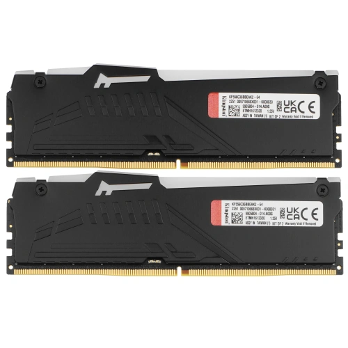 Оперативная память Kingston 64Gb DDR5 5600 (2x32GB) DIMM RGB KF556C36BBEAK2-64 Fury Beast RTL Gaming PC5-44800 CL36 с радиатором Ret [KF556C36BBEAK2-64]