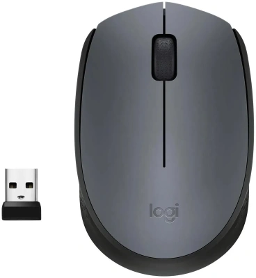 Мышь беспроводная Logitech M170 черный/темно-серый, 1000 dpi, радиоканал, USB, кнопки - 3 [910-004642/910-004646/910-004658]