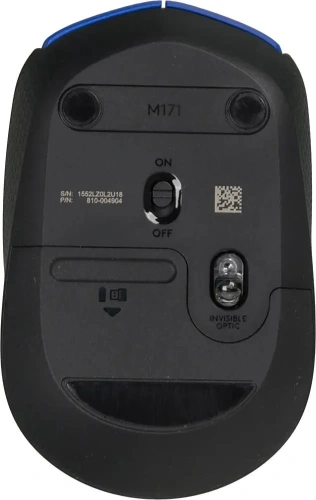 Мышь беспроводная Logitech M171 синий, 1000 dpi, радиоканал, USB, кнопки - 3 [910-004640/910-004644]
