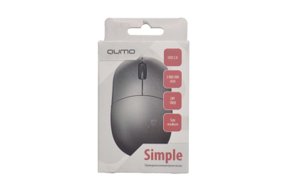 Мышь проводная Qumo Simple Office M92 серый, 1000 dpi, USB, кнопки - 3 [M92 Gray]