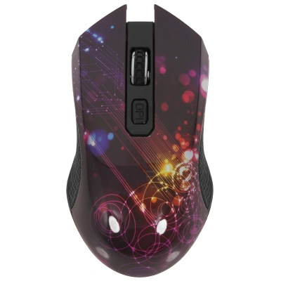 Мышь беспроводная Qumo Fractal M25 черный, 1600 dpi, радиоканал, USB, кнопки - 4 [Fractal]