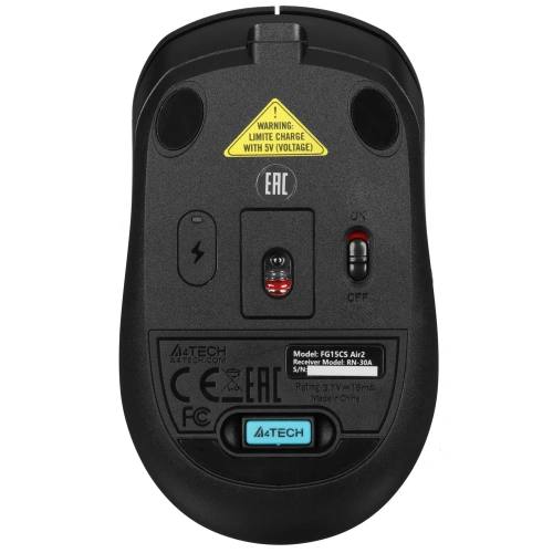 Мышь беспроводная A4Tech Fstyler FG15CS Air2 черный, 1200 dpi, радиоканал, USB, кнопки - 3 [FG15CS AIR2 черный]