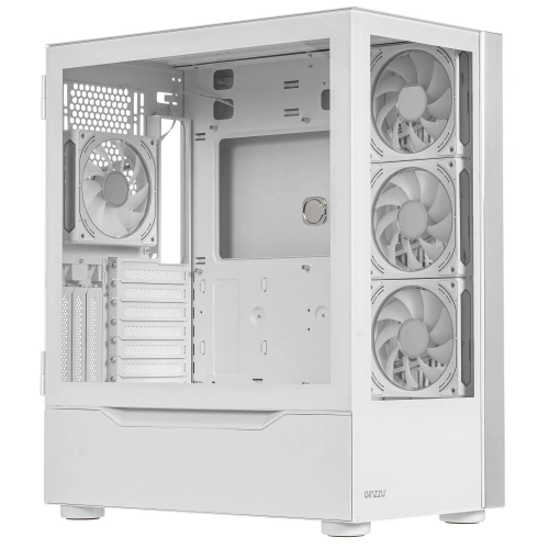 Компьютерный корпус Ginzzu GL770 FAN 12MW6 RGb*4 USB3.0 CRC10 белый [GL770]