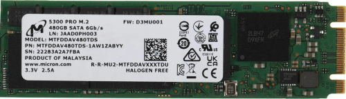 Накопитель SSD Micron 5300 PRO 480GB M.2 SATA Non-SED Enterprise Solid State Drive [MTFDDAV480TDS-1AW1ZABYY]