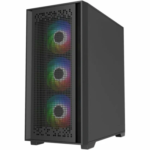 Компьютерный корпус Powercase ByteFlow Black, Tempered Glass, 4x 120mm ARGB fans, ARGB HUB, чёрный, ATX  [CBFB-A4]