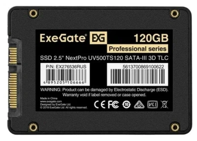 Накопитель SSD ExeGate NextPro UV500TS120, 120Gb, 2.5&quot;, SATA III, R/W 553/498 [EX276536RUS]