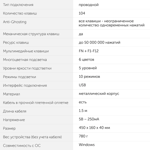 Клавиатура Oklick 970G DARK KNIGHT механическая черный USB Gamer LED [970G]