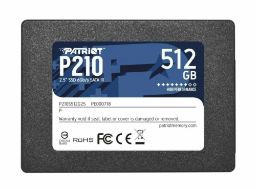 Накопитель SSD Patriot P210 512GB, SATA 2.5&quot;, P210S512G25, 520/430, RET [P210S512G25]