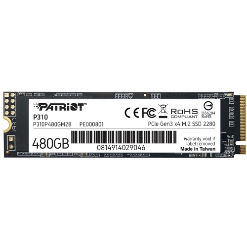Накопитель SSD Patriot PCIe 3.0 x4 480GB P310P480GM28 P310 M.2 2280 [P310P480GM28]