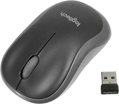 Мышь беспроводная Logitech M185 серый/черный, 1000 dpi, радиоканал, USB, кнопки - 3 [910-002252/910-002238/910-002235/910-006540]