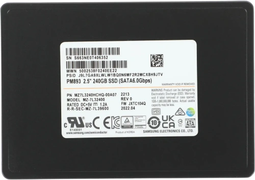 Накопитель SSD Samsung 240GB [MZ7L3240HCHQ-00A07]
