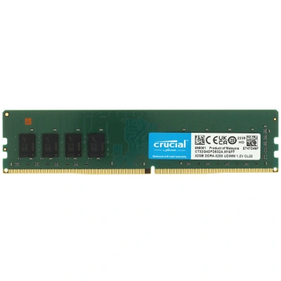 [OEM] Оперативная память Crucial DDR4 32GB 3200MHz UDIMM (PC4-25600) CL22 2Rx8 1.2V [CT32G4DFD832A]