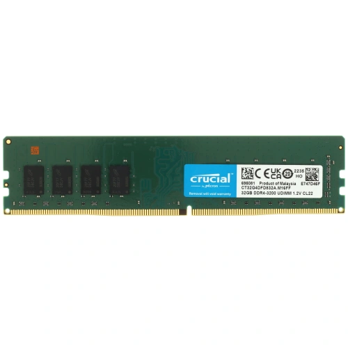 [OEM] Оперативная память Crucial DDR4 32GB 3200MHz UDIMM (PC4-25600) CL22 2Rx8 1.2V [CT32G4DFD832A]