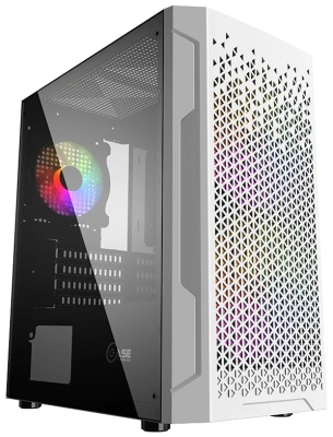 Компьютерный корпус Powercase Mistral Micro Z3W Mesh LED, Tempered Glass, 2x 140mm + 1х 120mm 5-color fan, белый, mATX [CMIMZW-L3]