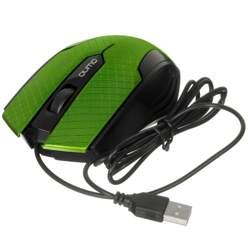 Мышь проводная Qumo Office M14 зеленый, 1000 dpi, USB, кнопки - 3 [M14 Green]