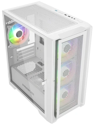 Компьютерный корпус Powercase Alisio Micro X4W V2, Tempered Glass, 4х 120mm ARGB fans, ARGB HUB, белый, mATX [CAMCXW-A4]