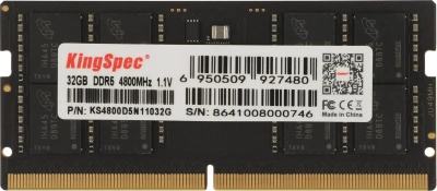 Оперативная память Kingspec 32GB DDR5 4800MHz (1x32GB), SO-DIMM, non-ECC, Ret KS4800D5N11032G [KS4800D5N11032G]