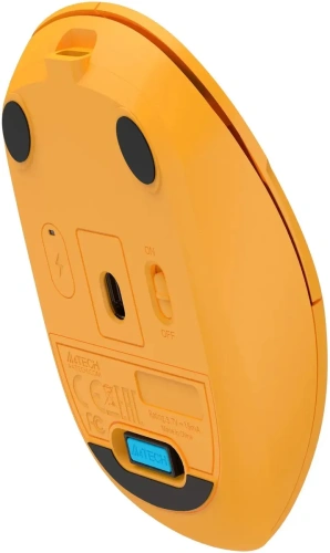 Мышь беспроводная A4Tech Fstyler FG15C Air2 желтый, 1200 dpi, радиоканал, USB, кнопки - 3 [FG15C AIR2 желтый]