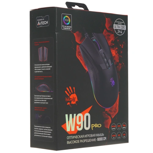 Мышь проводная A4Tech Bloody W90 Pro черный, 16000 dpi, USB, кнопки - 10 [W90 PRO]