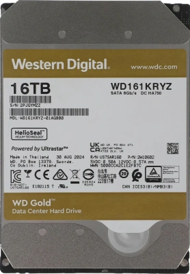 Жесткий диск SATA 16TB 7200RPM 6GB/S 512MB GOLD [WD161KRYZ]
