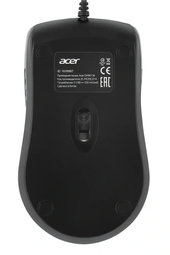 Мышь проводная Acer OMW136 черный, 1200 dpi, USB, кнопки - 3 [ZL.MCEEE.01A]
