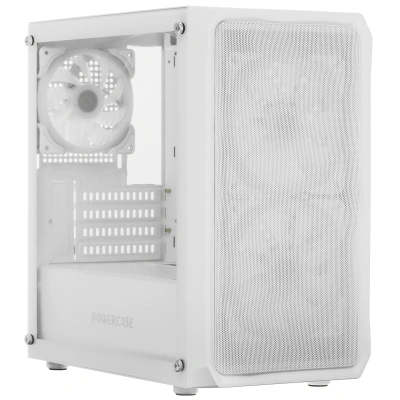 Компьютерный корпус Powercase Mistral Micro A3W ARGb, Tempered Glass, 2x 140mm ARGb PWM+1x 120mm ARGb PWM, белый, mATX [CMMAW-A3]