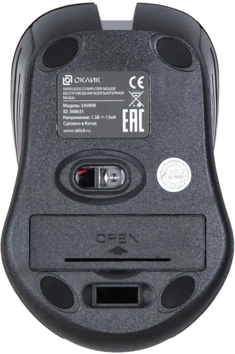 Мышь беспроводная Oklick 545MW черный/красный, 1600 dpi, радиоканал, USB, кнопки - 4 [TM-5500 RED]