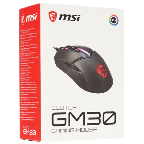 Мышь проводная MSI Clutch GM30 черный, 6200 dpi, USB, кнопки - 6 [S12-0401850-D22]