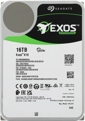 Жесткий диск SEAGATE HDD Server Exos X18 HDD 512E/4KN [ST16000NM004J]